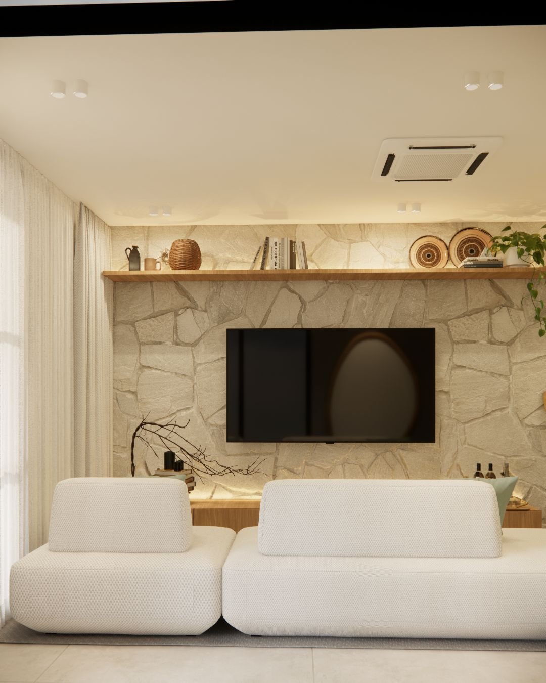 Painel de TV em pedra